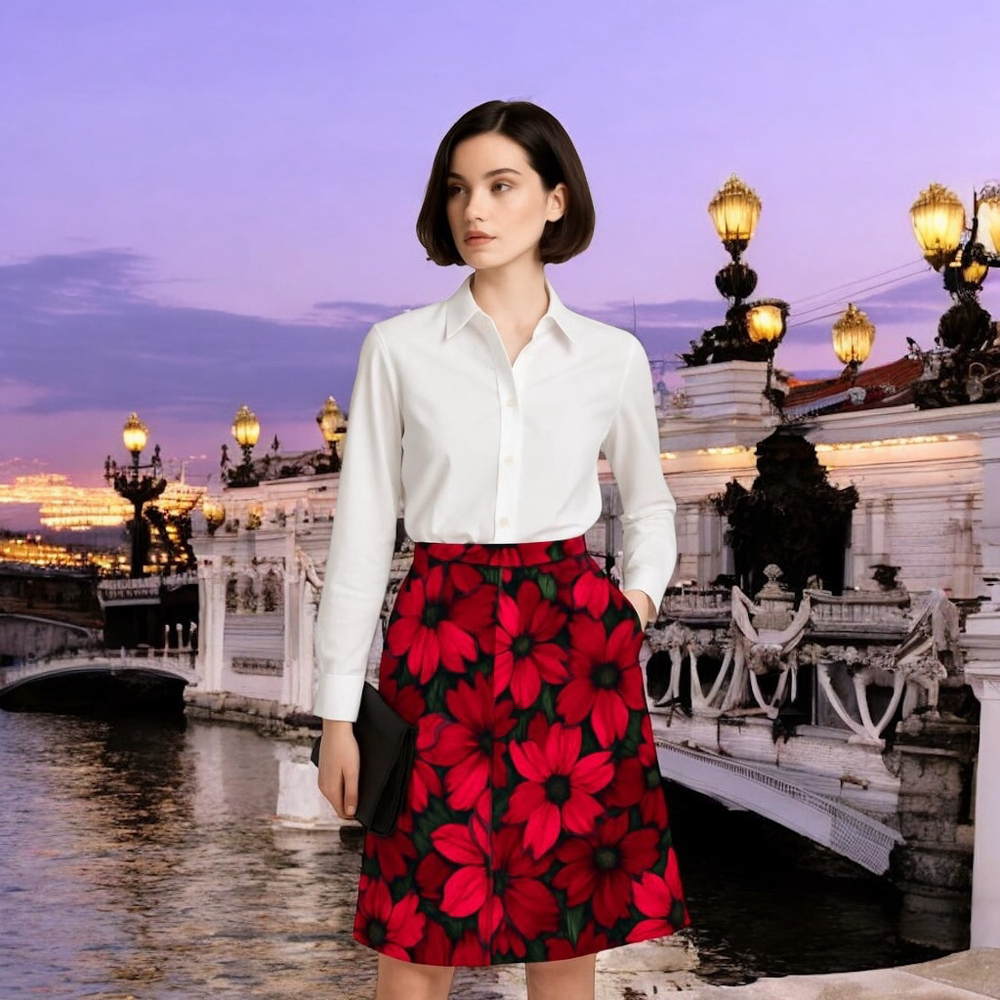 Jones New York Vibrant Silk Floral Print Pleated Skirt, M, Fuchsia Pink